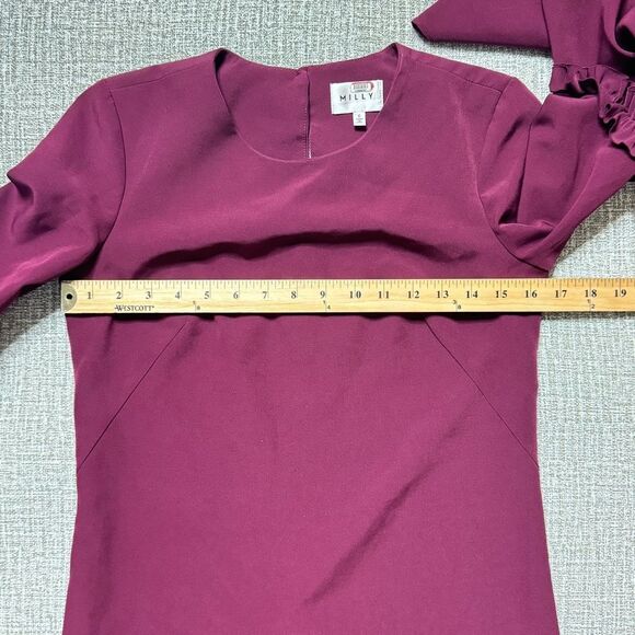 Milly | Women's Cady Bell Sleeve Dress in Wine, Size 0 - Picture 10 of 12
